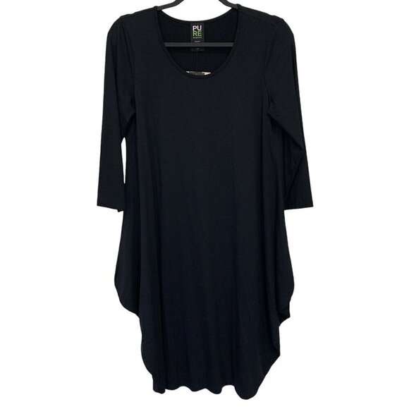 Pure Essence Dress Womens Small Black Asymmetrical Hem Lagenlook Bamboo Stretch - Picture 1 of 8